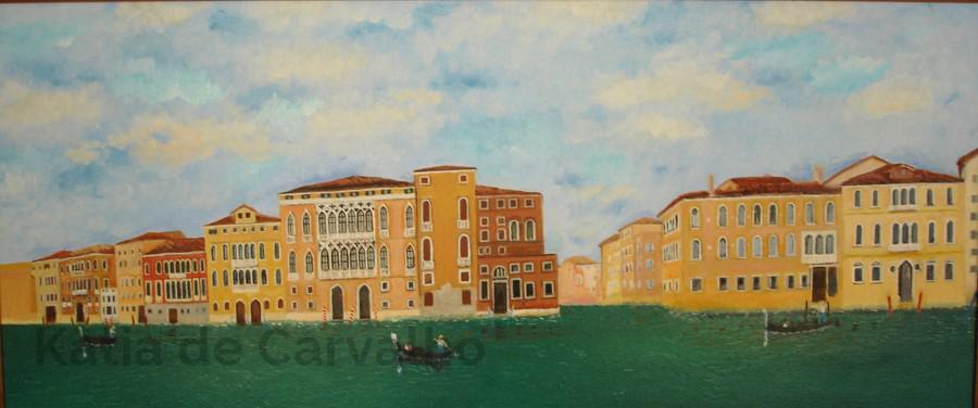 1) oil cotton the Grand Canal and gondolas  72x32 cm (2004)